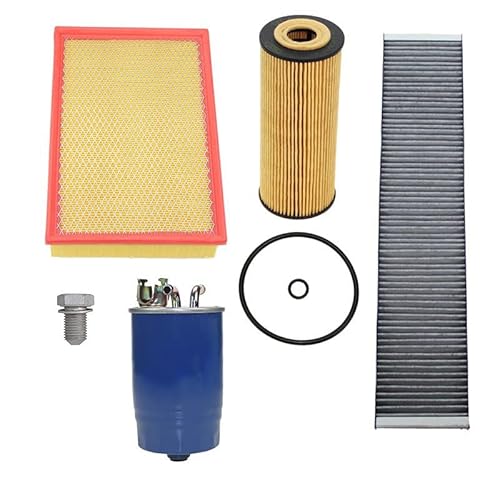 BESTPRICE Inspektionspaket Filterset 1x Luftfilter, 1x Ölfilter, 1x Innenraumfilter (Pollenfilter) mit Aktivkohle, 1x Kraftstofffilter, Kompatibel mit FORD GALAXY, SEAT ALHAMBRA (7V), VW SHARAN (7M) von ATEC Germany