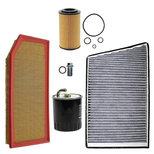 Inspektionspaket SET B 1x Luftfilter 1x Innenraumfilter (Pollenfilter) mit Aktivkohle 1x Ölfilter 1x Kraftstofffilter 1x Ölablass-Schraube 1x Dichtring für Ölablass-Schraube von ENVA MADE FOR QUALITY