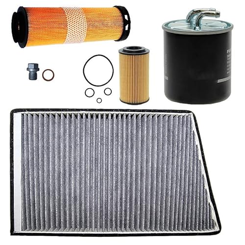 Inspektionspaket SET B 1x Luftfilter 1x Innenraumfilter (Pollenfilter) mit Aktivkohle 1x Ölfilter 1x Ölablass-Schraube 1x Dichtring für Ölablass-Schraube 1x Kraftstofffilter von ENVA MADE FOR QUALITY