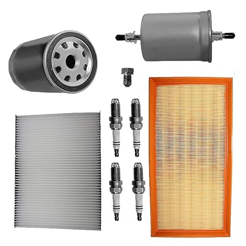 Inspektionspaket SET D 1x Luftfilter 1x Innenraumfilter (Pollenfilter) mit Aktivkohle 1x Ölfilter 1x Ölablass-Schraube 1x Dichtring für Ölablass-Schraube 4x Zündkerze 1x Kraftstofffilter von ENVA MADE FOR QUALITY