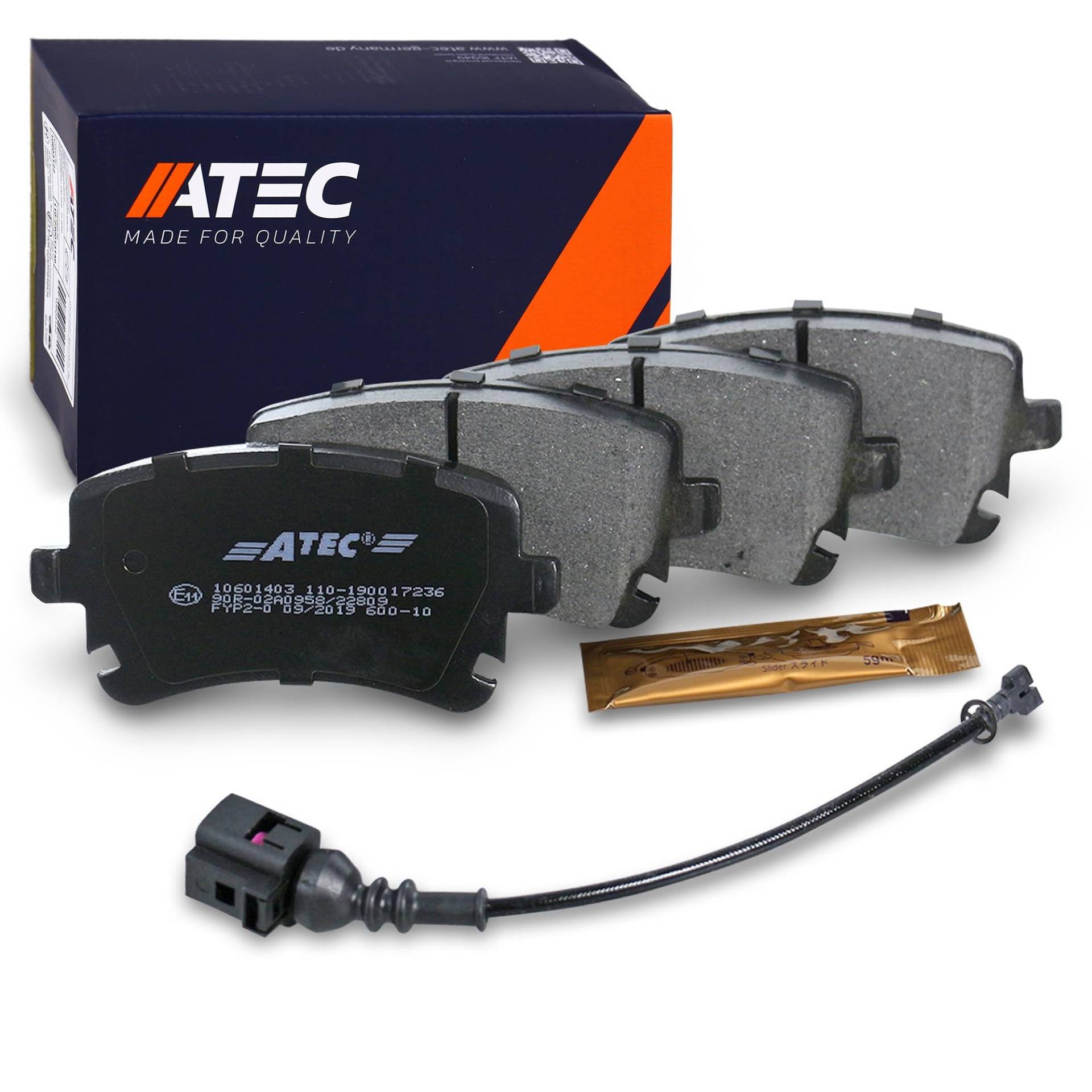 ATEC Germany Bremsbelagsatz Hinterachse inkl. Verschleißwarnkontakt, Bremsbeläge Bremsklötze hinten mit Warnkontakt Verschleißanzeige, 4 Stück ATEC Germany Bremsbelagsatz Hinterachse inkl. Verschleißwarnkontakt, Bremsbeläge Bremsklötze hinten mit Warnkontakt Verschleißanzeige, 4 Stück von ENVA MADE FOR QUALITY