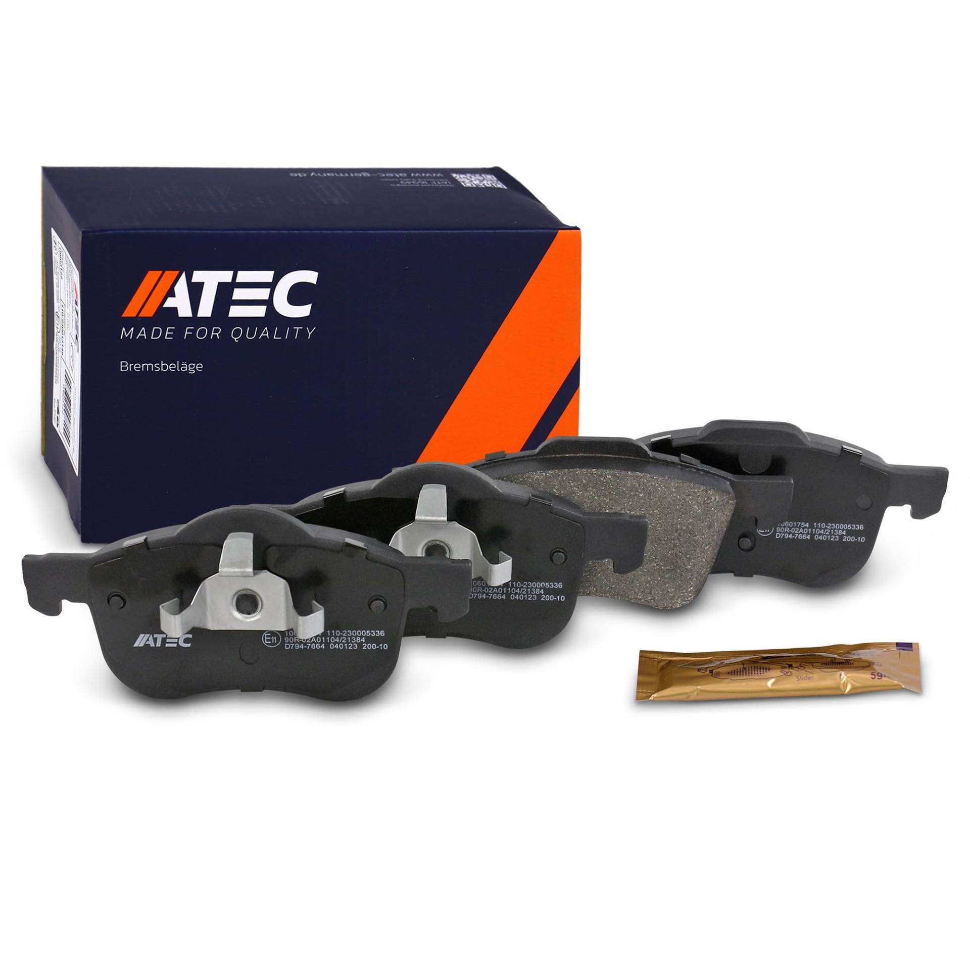 ATEC Germany Bremsbelagsatz Vorderachse, Bremsbeläge Bremsklötze vorne, 4 Stück, Kompatibel mit VOLVO S60 I (384), S70 (874), S80 I (184), V70 I (875, 876), V70 II (285), XC70 CROSS COUNTRY I (295) ATEC Germany Bremsbelagsatz Vorderachse, Bremsbeläge Bremsklötze vorne, 4 Stück, Kompatibel mit VOLVO S60 I (384), S70 (874), S80 I (184), V70 I (875, 876), V70 II (285), XC70 CROSS COUNTRY I (295) von ATEC Germany