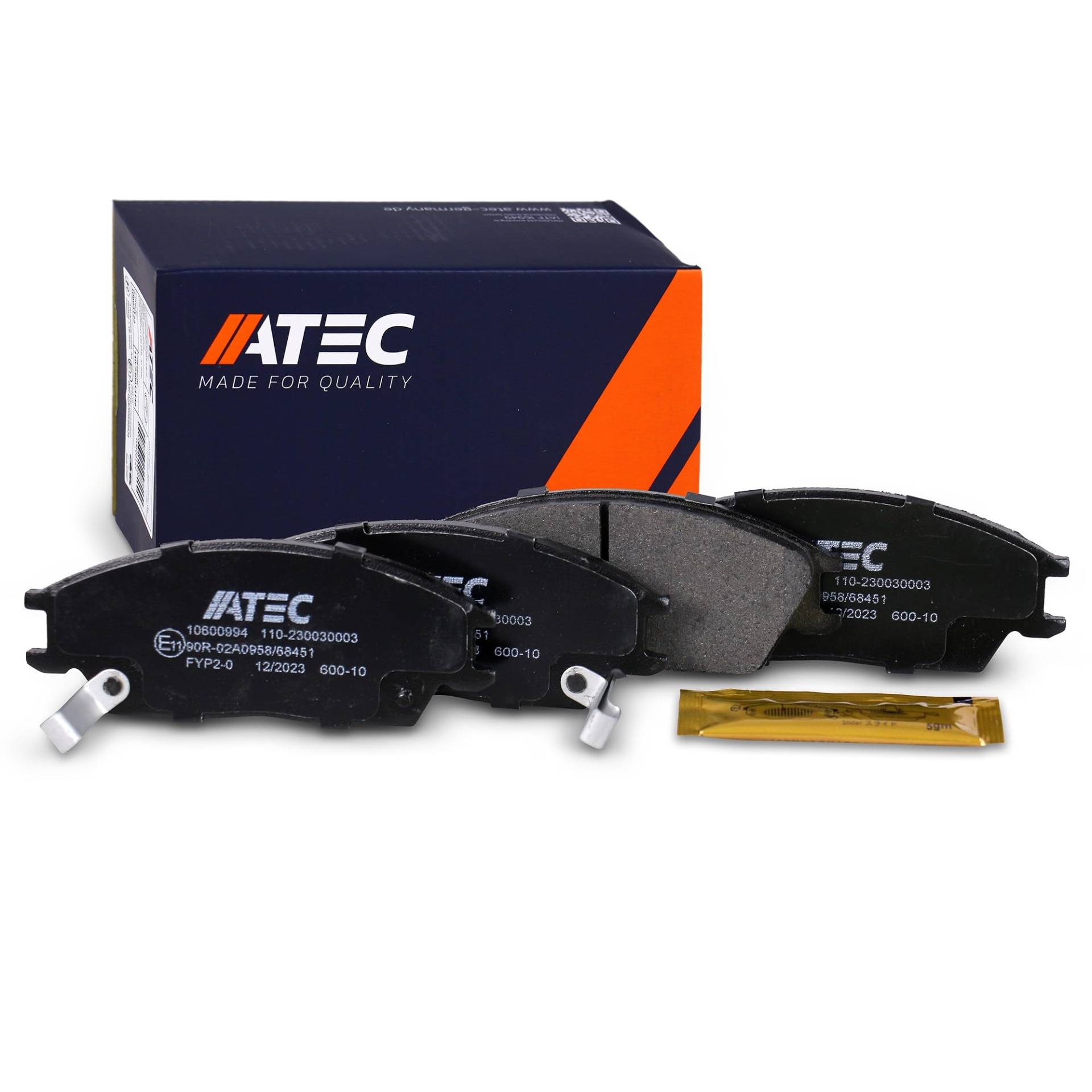 ATEC Germany Bremsbelagsatz Vorderachse, Bremsbeläge Bremsklötze vorne, 4 Stück, Kompatibel mit HYUNDAI ACCENT II (LC), ACCENT II Stufenheck (LC), ACCENT Stufenheck (X-3), GETZ (TB), LANTRA II (J-2) ATEC Germany Bremsbelagsatz Vorderachse, Bremsbeläge Bremsklötze vorne, 4 Stück, Kompatibel mit HYUNDAI ACCENT II (LC), ACCENT II Stufenheck (LC), ACCENT Stufenheck (X-3), GETZ (TB), LANTRA II (J-2) von ATEC Germany