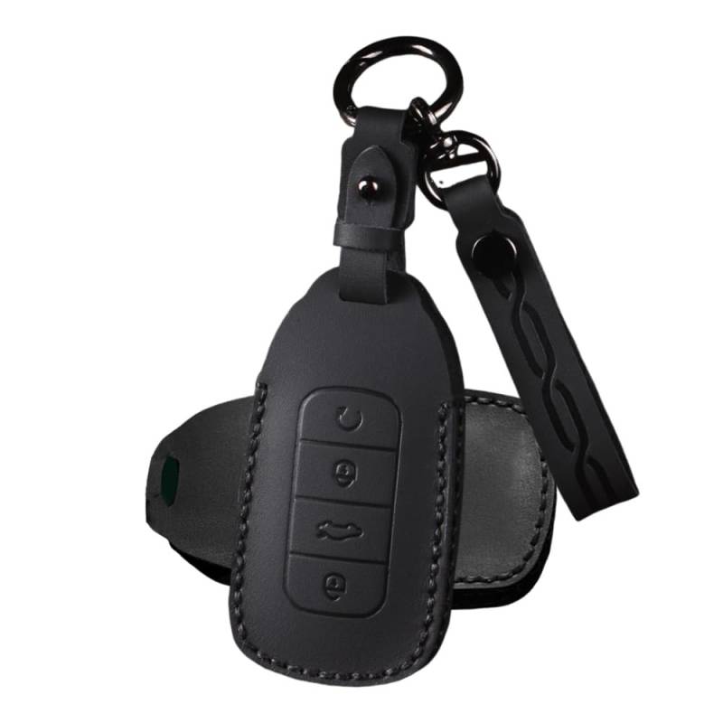ATFIGII Schlüsselhülle kompatibel mit Chery Omoda 5 Tiggo 7 Tiggo 8 Tiggo 8 Pro für Jaecoo 7 Autoschlüssel Schutz Hülle Leder Schlüsselcover mit Schlüsselanhänger 4 Tasten C Schwarz von ATFIGII