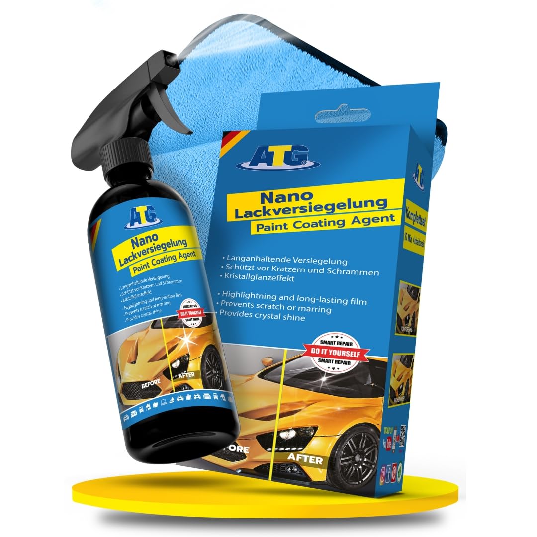 ATG Autozubehör-Teile-Gerl Nano Lackversiegelung mit Mikrofasertuch für optimalen Lackschutz 250ml Autopolitur gegen Kratzer, Schrammen, Staub und Schmutz Keramikversiegelung mit Lotuseffekt ATG Autozubehör-Teile-Gerl Nano Lackversiegelung mit Mikrofasertuch für optimalen Lackschutz 250ml Autopolitur gegen Kratzer, Schrammen, Staub und Schmutz Keramikversiegelung mit Lotuseffekt von ATG