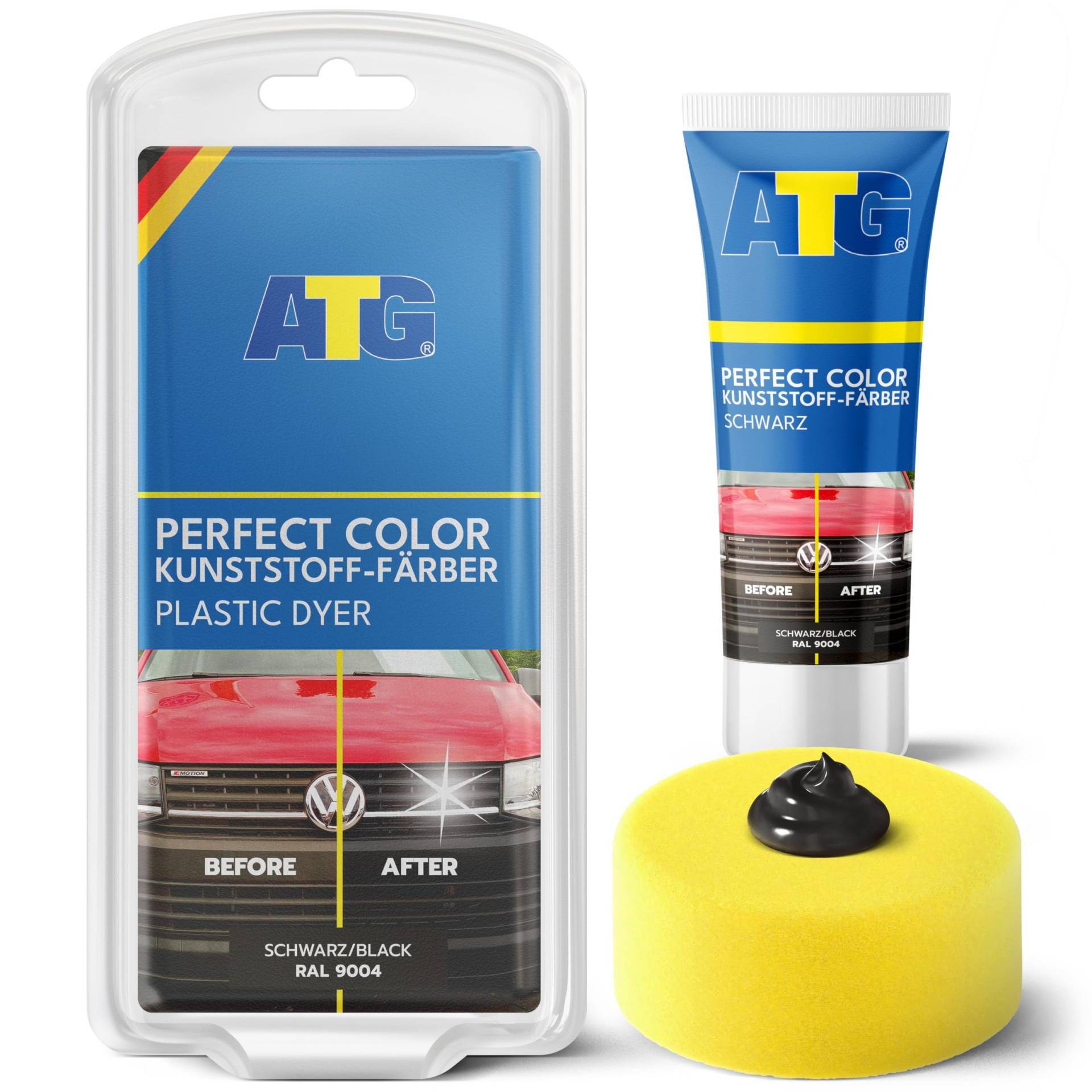 ATG® Kunststoffpflege Auto Politur Schwarz - Premium Kunststoff Auffrischer für Auto Motorrad LKW - Schonende Kunststoffpflege Auto Aussen & Innen - Auto Kunststoff Politur für maximalen Glanz ATG® Kunststoffpflege Auto Politur Schwarz - Premium Kunststoff Auffrischer für Auto Motorrad LKW - Schonende Kunststoffpflege Auto Aussen & Innen - Auto Kunststoff Politur für maximalen Glanz von ATG
