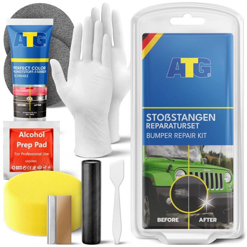 ATG Kunststoffreparatur Set, Stossstangen Reparaturset, Auto Instandhaltung Kfz Pflege Set, Schwarz von ATG