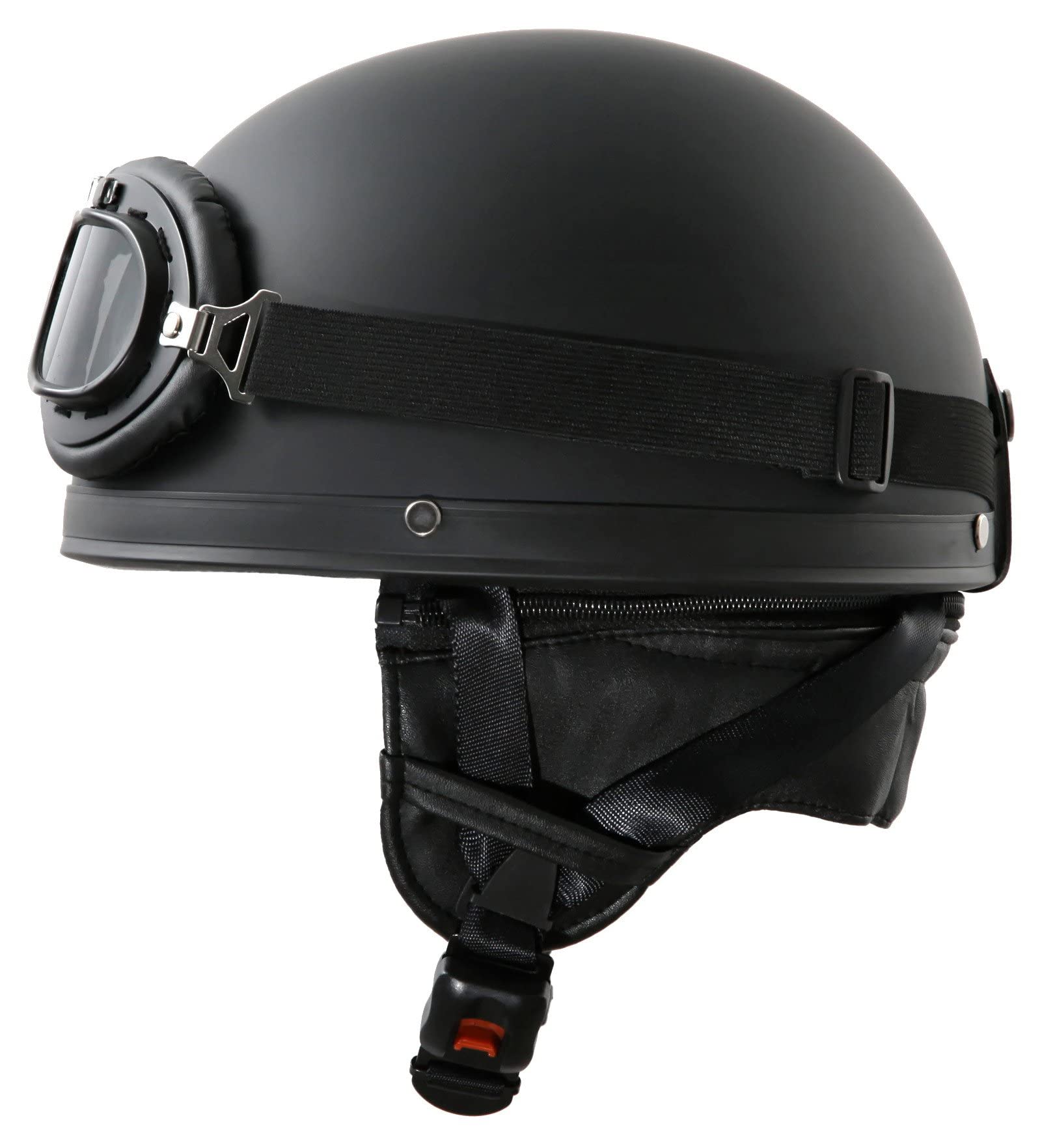 ATO-Helme Oldtimer Motorradhelm in Schwarz matt mit Brille Größe M 57 bis 58cm von ATO-Helme