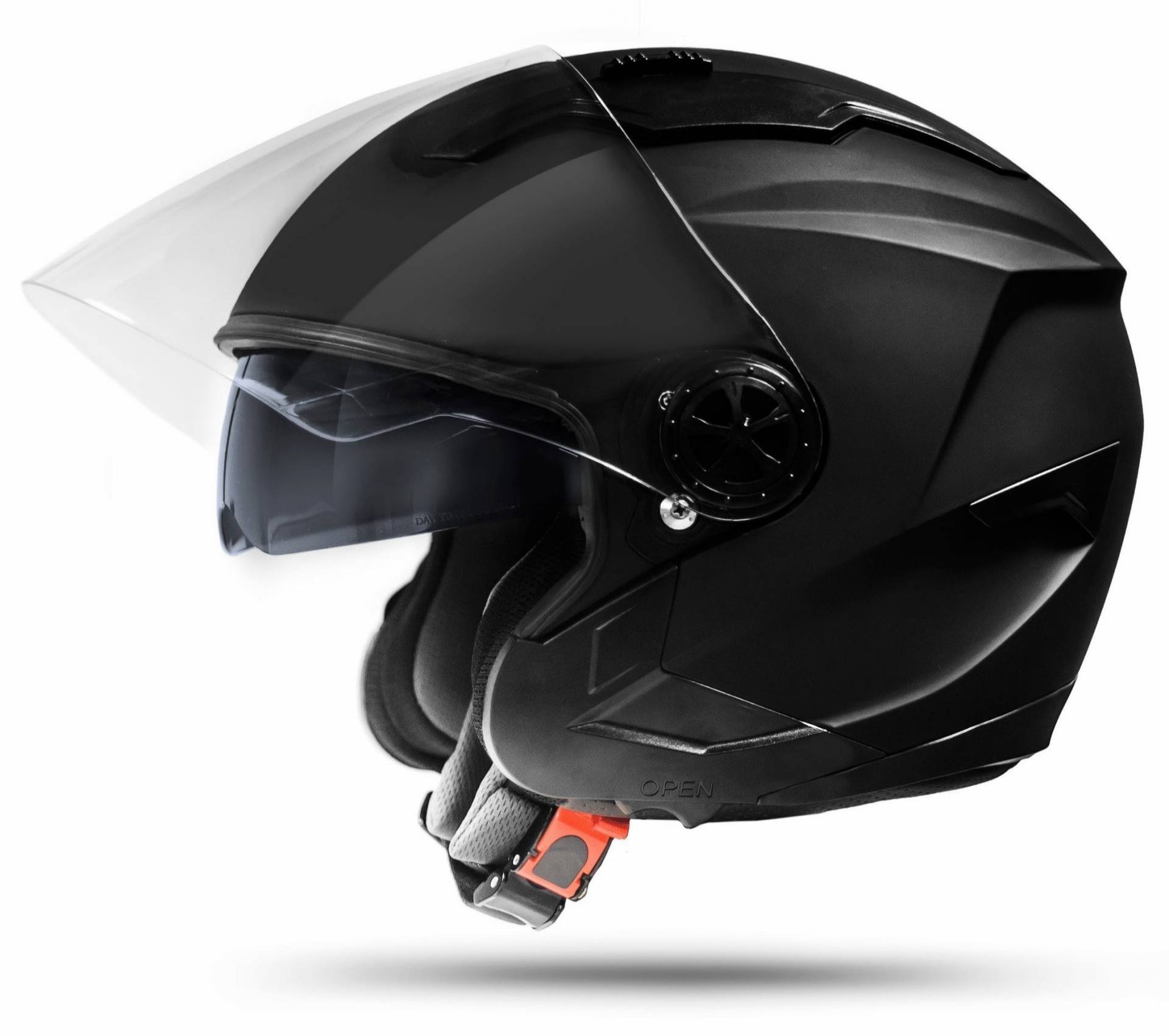 ATO-Moto Jet Helm LA Street Motorradhelm mit Doppelvisier System Integrierte Visiermechanik 4 Punkt Belüftung und neuster Sicherheitsnorm ECE 2205 Große: L 59-60cm von ATO Moto
