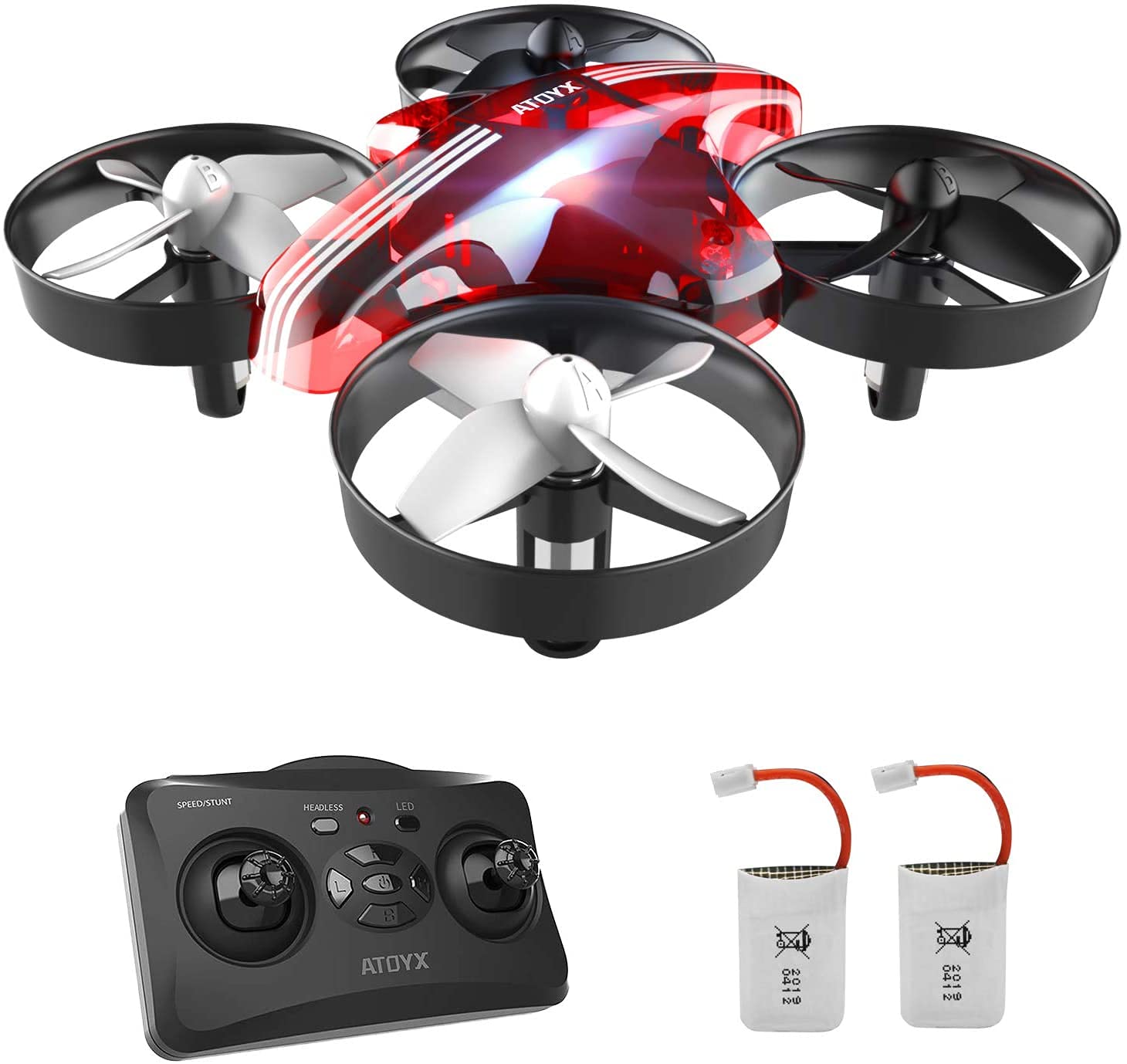 ATOYX Mini Drohne für Kinder und Anfänger, RC Drone, Geschenke zum kindertag,Quadrocopter Mini Helikopter mit Höhehalten, Kopflos Modus, 3D Flips, EIN-Tasten-Rückkehr, 2 Batteries von ATOYX