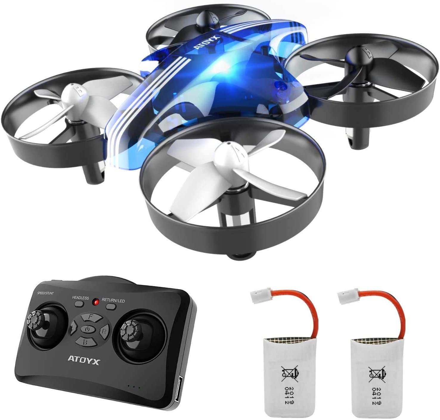 Mini Drohne für Kinder und Anfänger, RC Drone, Quadrocopter Mini Helikopter mit Höhehalten, Kopflos Modus, 3D Flips, EIN-Tasten-Rückkehr, Bestes Geschenk, 2 Batteries von ATOYX