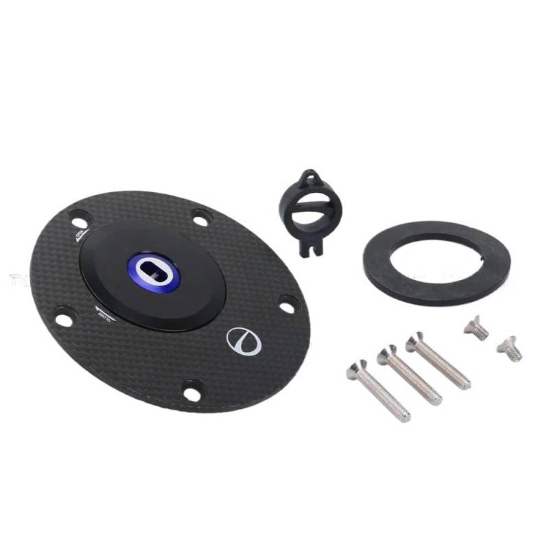 Tankdeckel für Motorrad/Passend for Aprilia RS Tuono V4 RR 1100 RSV4 TUONOV4 Carbonfaser-Kit Motorrad-Diebstahlsicherung Tankdeckel Schnellverschluss Typ Zubehör(Blue) von ATPONCX