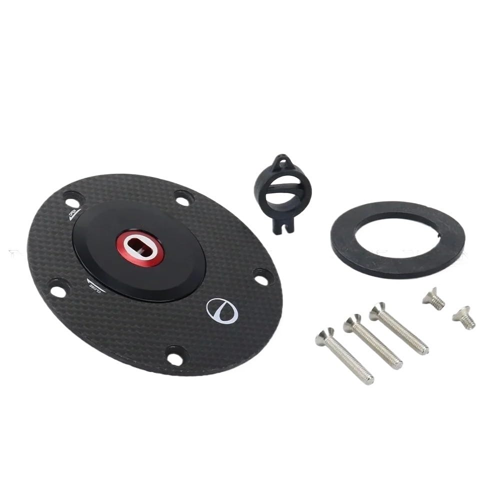 Tankdeckel für Motorrad/Passend for Aprilia RS Tuono V4 RR 1100 RSV4 TUONOV4 Carbonfaser-Kit Motorrad-Diebstahlsicherung Tankdeckel Schnellverschluss Typ Zubehör(Red) von ATPONCX