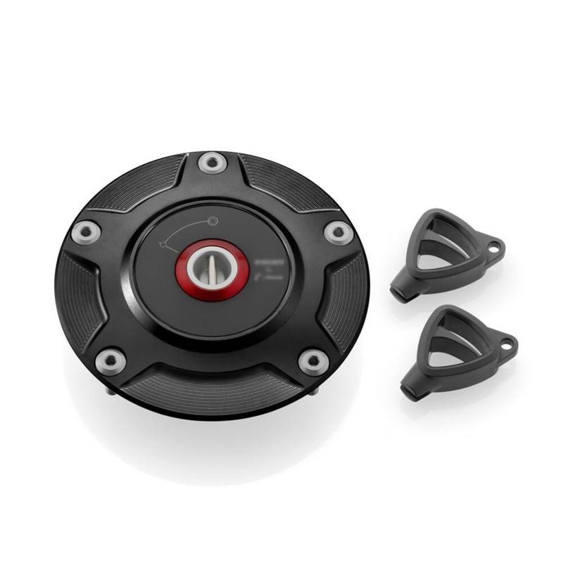 Tankdeckel für Motorrad/Passend for Ducati Diavel V4 2023 Streetfighter V2 Panigale 1199 1299 899 959 CNC-Motorrad-Tankdeckel mit Schlüssel-Airbox-Abdeckung(Black Rizoma-Logo) von ATPONCX