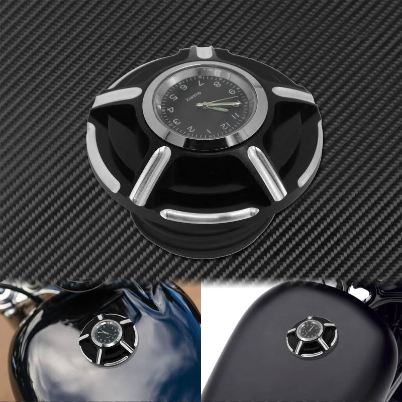 Tankdeckel für Motorrad Motorrad Kraftstoff Gas Tank Abdeckung Mit Uhren Öl Tank Kappe/Fit for Harley Sportster XL1200 883 Dyna FXDF Softail FXBB FLS Touring FLHR(Fuel Tank Cap A) von ATPONCX