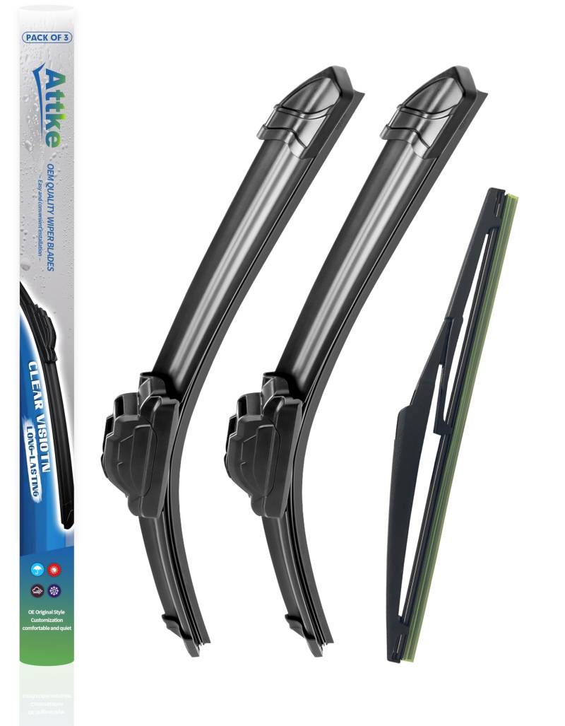 3 Wischerblätter 61.0 cm + 55.9 cm Frontwischer + 30.5 cm Heckwischerblätter für Toyota Land Cruiser 2008-2020/Lexus LX570 2008-2020-OE Original Qualität (3 Stück) von ATTKE