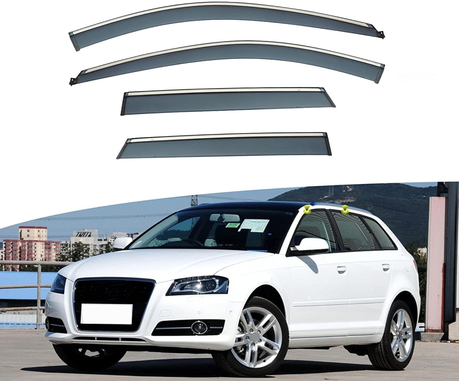 Seitenfenster-Windabweiser für Audi A3 Hatchback Sportback 2004-2012,Premium Regenabweisern Set,Geräuschreduzierender UV-Schut Wetterschutz Rauchabweiser Seitenfenster-Windabweiser für Audi A3 Hatchback Sportback 2004-2012,Premium Regenabweisern Set,Geräuschreduzierender UV-Schut Wetterschutz Rauchabweiser von ATTLGR
