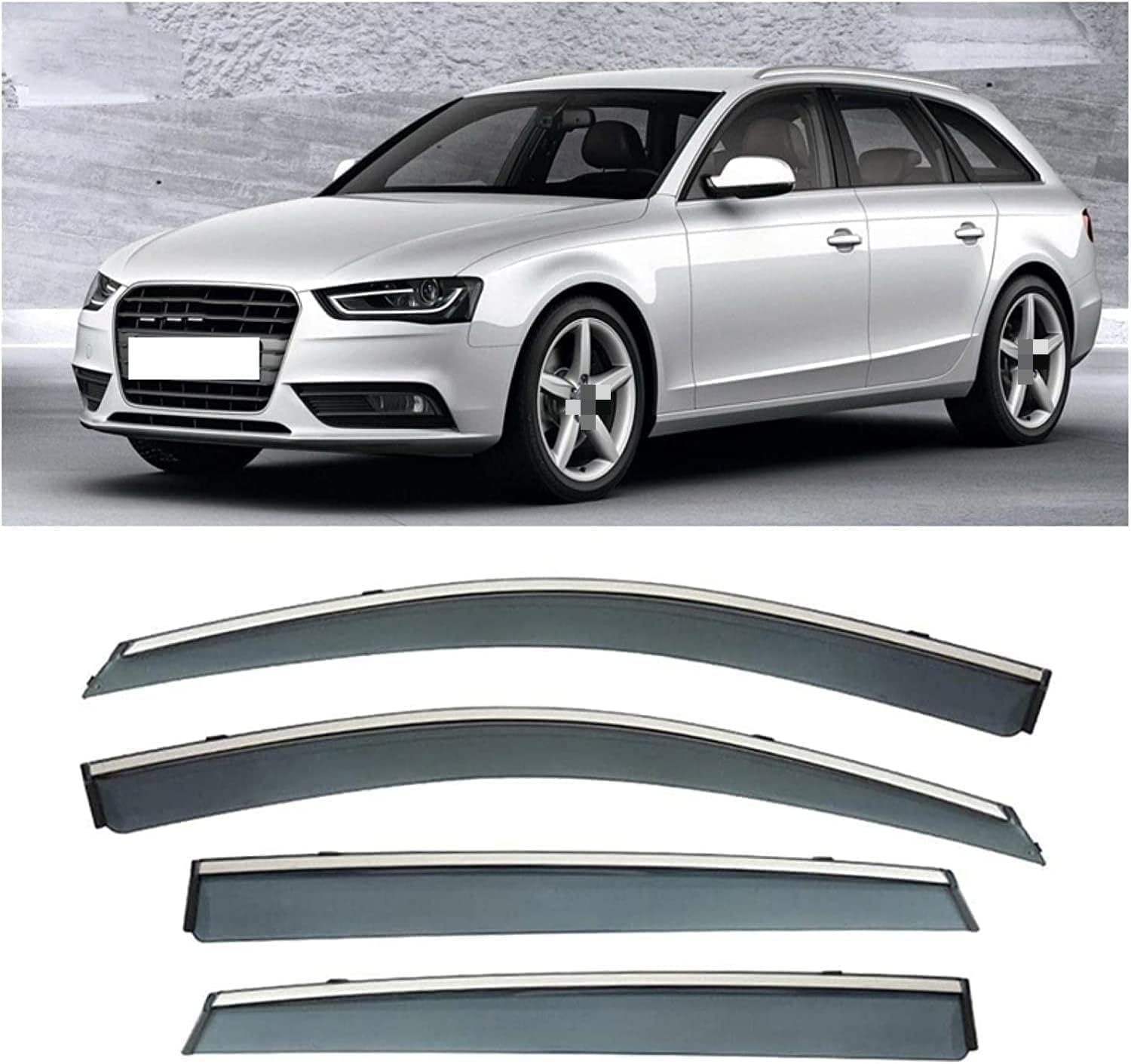 Seitenfenster-Windabweiser für Audi A4 Avant 2011-2016,Premium Regenabweisern Set,Geräuschreduzierender UV-Schut Wetterschutz Rauchabweiser Seitenfenster-Windabweiser für Audi A4 Avant 2011-2016,Premium Regenabweisern Set,Geräuschreduzierender UV-Schut Wetterschutz Rauchabweiser von ATTLGR