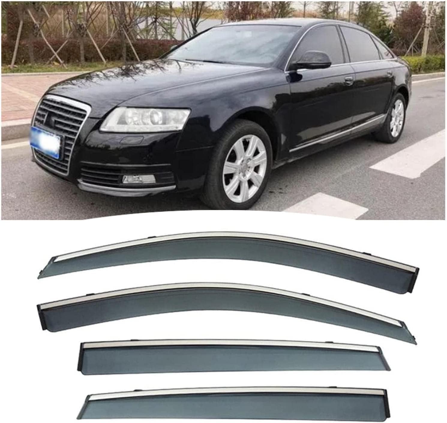 Seitenfenster-Windabweiser für Audi A6 2006-2011,Premium Regenabweisern Set,Geräuschreduzierender UV-Schut Wetterschutz Rauchabweiser Seitenfenster-Windabweiser für Audi A6 2006-2011,Premium Regenabweisern Set,Geräuschreduzierender UV-Schut Wetterschutz Rauchabweiser von ATTLGR