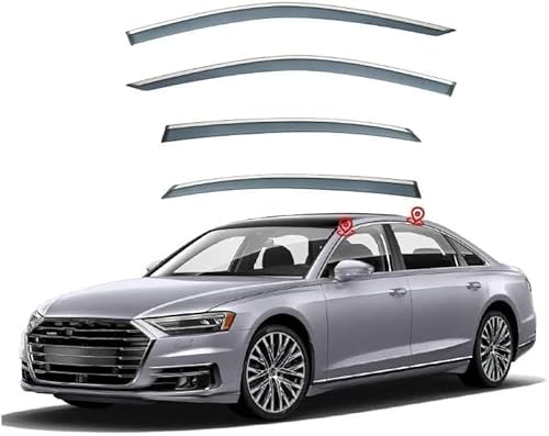 Seitenfenster-Windabweiser für Audi A8L 2018+,Premium Regenabweisern Set,Geräuschreduzierender UV-Schut Wetterschutz Rauchabweiser von ATTLGR