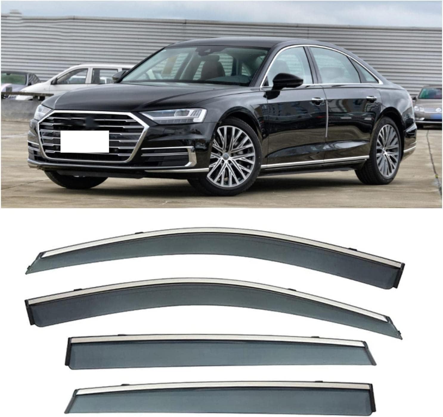 Seitenfenster-Windabweiser für Audi A8L 2018-2021,Premium Regenabweisern Set,Geräuschreduzierender UV-Schut Wetterschutz Rauchabweiser Seitenfenster-Windabweiser für Audi A8L 2018-2021,Premium Regenabweisern Set,Geräuschreduzierender UV-Schut Wetterschutz Rauchabweiser von ATTLGR