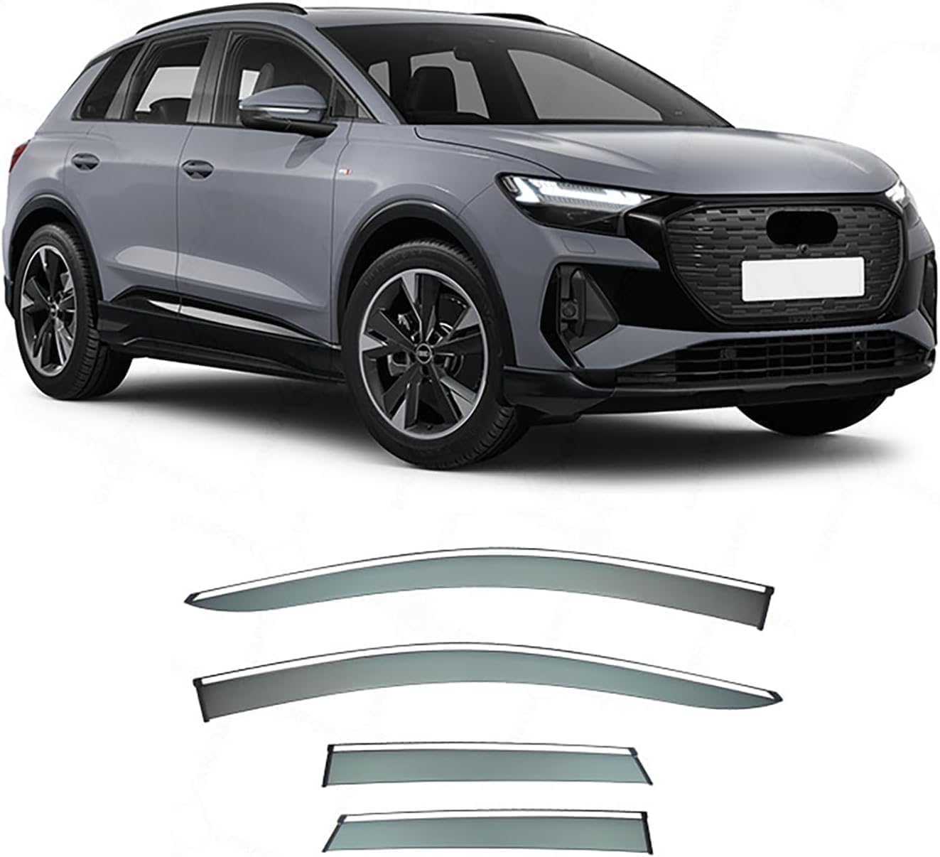 Seitenfenster-Windabweiser für Audi Q4 Etron MK1 2022-2024,Premium Regenabweisern Set,Geräuschreduzierender UV-Schut Wetterschutz Rauchabweiser Seitenfenster-Windabweiser für Audi Q4 Etron MK1 2022-2024,Premium Regenabweisern Set,Geräuschreduzierender UV-Schut Wetterschutz Rauchabweiser von ATTLGR