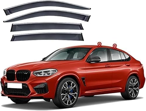 Seitenfenster-Windabweiser für BMW X4 G02 2019+,Premium Regenabweisern Set,Geräuschreduzierender UV-Schut Wetterschutz Rauchabweiser Seitenfenster-Windabweiser für BMW X4 G02 2019+,Premium Regenabweisern Set,Geräuschreduzierender UV-Schut Wetterschutz Rauchabweiser von ATTLGR
