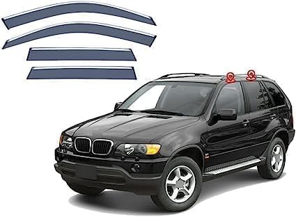 Seitenfenster-Windabweiser für BMW X5 E53 1999-2005,Premium Regenabweisern Set,Geräuschreduzierender UV-Schut Wetterschutz Rauchabweiser Seitenfenster-Windabweiser für BMW X5 E53 1999-2005,Premium Regenabweisern Set,Geräuschreduzierender UV-Schut Wetterschutz Rauchabweiser von ATTLGR