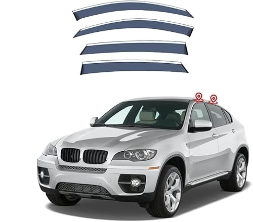 Seitenfenster-Windabweiser für BMW X6 E71 2008-2013,Premium Regenabweisern Set,Geräuschreduzierender UV-Schut Wetterschutz Rauchabweiser Seitenfenster-Windabweiser für BMW X6 E71 2008-2013,Premium Regenabweisern Set,Geräuschreduzierender UV-Schut Wetterschutz Rauchabweiser von ATTLGR