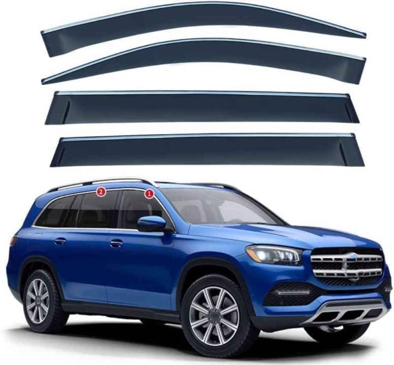 Seitenfenster-Windabweiser für Benz GLS-Class X166 X167 2013-2022,Premium Regenabweisern Set,Geräuschreduzierender UV-Schut Wetterschutz Rauchabweiser von ATTLGR