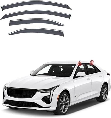Seitenfenster-Windabweiser für Cadillac CT4 2020-2022,Premium Regenabweisern Set,Geräuschreduzierender UV-Schut Wetterschutz Rauchabweiser Seitenfenster-Windabweiser für Cadillac CT4 2020-2022,Premium Regenabweisern Set,Geräuschreduzierender UV-Schut Wetterschutz Rauchabweiser von ATTLGR