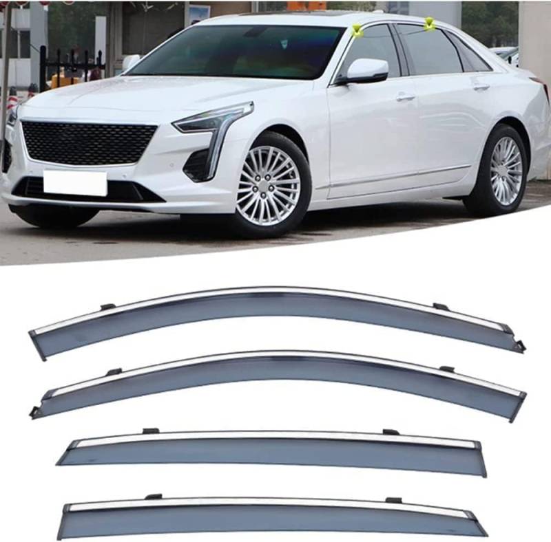 Seitenfenster-Windabweiser für Cadillac CT6 2016+,Premium Regenabweisern Set,Geräuschreduzierender UV-Schut Wetterschutz Rauchabweiser von ATTLGR
