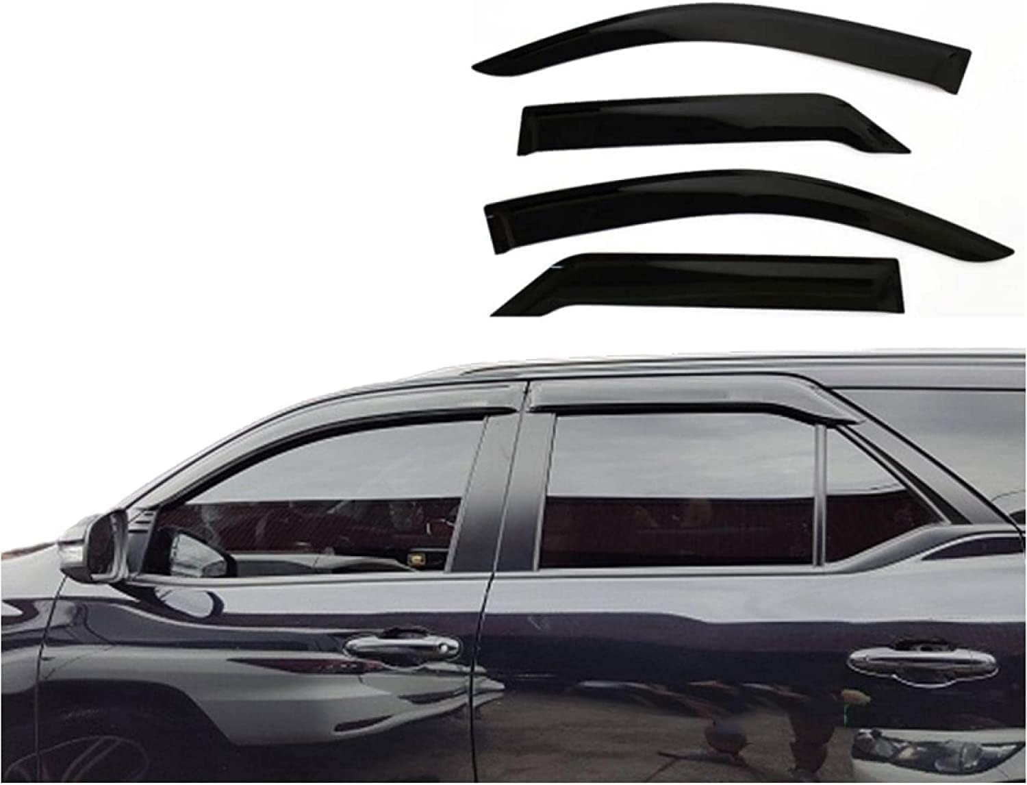 Seitenfenster-Windabweiser für Fortuner 2016-2021,Premium Regenabweisern Set,Geräuschreduzierender UV-Schut Wetterschutz Rauchabweiser Seitenfenster-Windabweiser für Fortuner 2016-2021,Premium Regenabweisern Set,Geräuschreduzierender UV-Schut Wetterschutz Rauchabweiser von ATTLGR