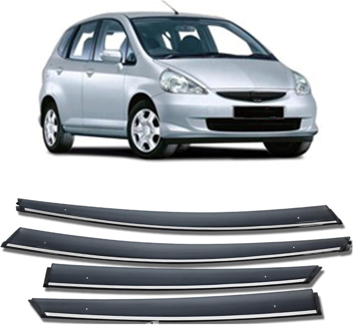 Seitenfenster-Windabweiser für Honda Jazz Fit Hatchback 2003-2007,Premium Regenabweisern Set,Geräuschreduzierender UV-Schut Wetterschutz Rauchabweiser Seitenfenster-Windabweiser für Honda Jazz Fit Hatchback 2003-2007,Premium Regenabweisern Set,Geräuschreduzierender UV-Schut Wetterschutz Rauchabweiser von ATTLGR