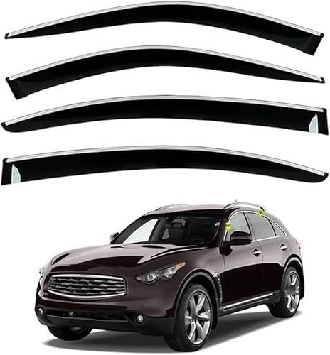 Seitenfenster-Windabweiser für Infiniti FX MK2-S51 2009-2017,Premium Regenabweisern Set,Geräuschreduzierender UV-Schut Wetterschutz Rauchabweiser Seitenfenster-Windabweiser für Infiniti FX MK2-S51 2009-2017,Premium Regenabweisern Set,Geräuschreduzierender UV-Schut Wetterschutz Rauchabweiser von ATTLGR