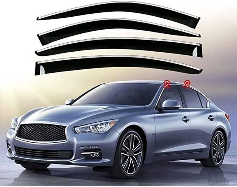 Seitenfenster-Windabweiser für Infiniti Q50 Q50S 2013-2023,Premium Regenabweisern Set,Geräuschreduzierender UV-Schut Wetterschutz Rauchabweiser Seitenfenster-Windabweiser für Infiniti Q50 Q50S 2013-2023,Premium Regenabweisern Set,Geräuschreduzierender UV-Schut Wetterschutz Rauchabweiser von ATTLGR
