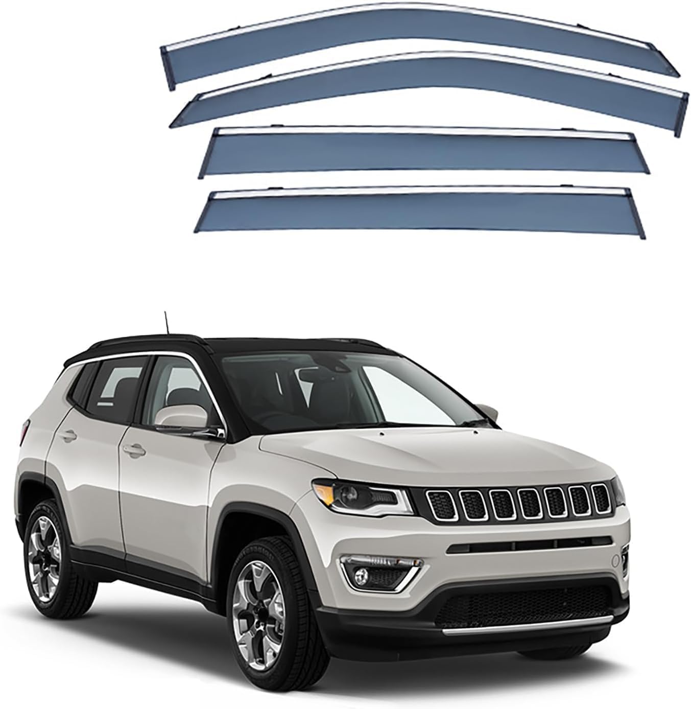 Seitenfenster-Windabweiser für Jeep Compass 2017-2023,Premium Regenabweisern Set,Geräuschreduzierender UV-Schut Wetterschutz Rauchabweiser Seitenfenster-Windabweiser für Jeep Compass 2017-2023,Premium Regenabweisern Set,Geräuschreduzierender UV-Schut Wetterschutz Rauchabweiser von ATTLGR