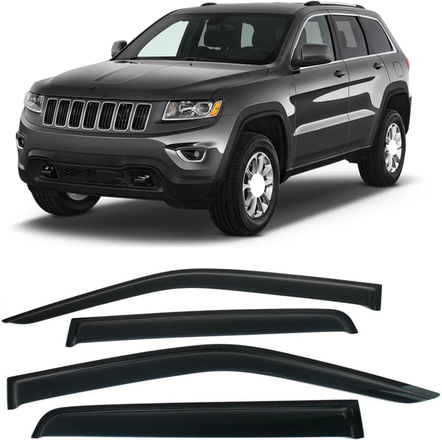 Seitenfenster-Windabweiser für Jeep Grand Cherokee 2010-2016,Premium Regenabweisern Set,Geräuschreduzierender UV-Schut Wetterschutz Rauchabweiser Seitenfenster-Windabweiser für Jeep Grand Cherokee 2010-2016,Premium Regenabweisern Set,Geräuschreduzierender UV-Schut Wetterschutz Rauchabweiser von ATTLGR