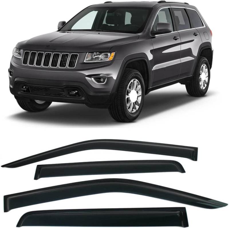 Seitenfenster-Windabweiser für Jeep Grand Cherokee 2010-2016,Premium Regenabweisern Set,Geräuschreduzierender UV-Schut Wetterschutz Rauchabweiser von ATTLGR