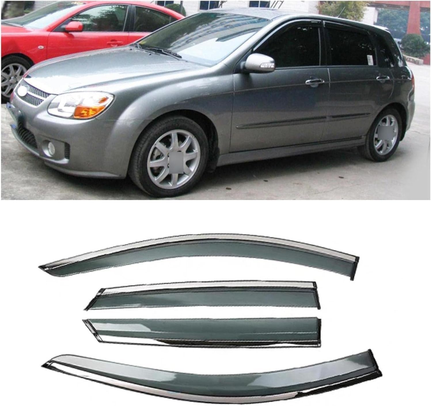 Seitenfenster-Windabweiser für KIA Cerato 2008,Premium Regenabweisern Set,Geräuschreduzierender UV-Schut Wetterschutz Rauchabweiser Seitenfenster-Windabweiser für KIA Cerato 2008,Premium Regenabweisern Set,Geräuschreduzierender UV-Schut Wetterschutz Rauchabweiser von ATTLGR