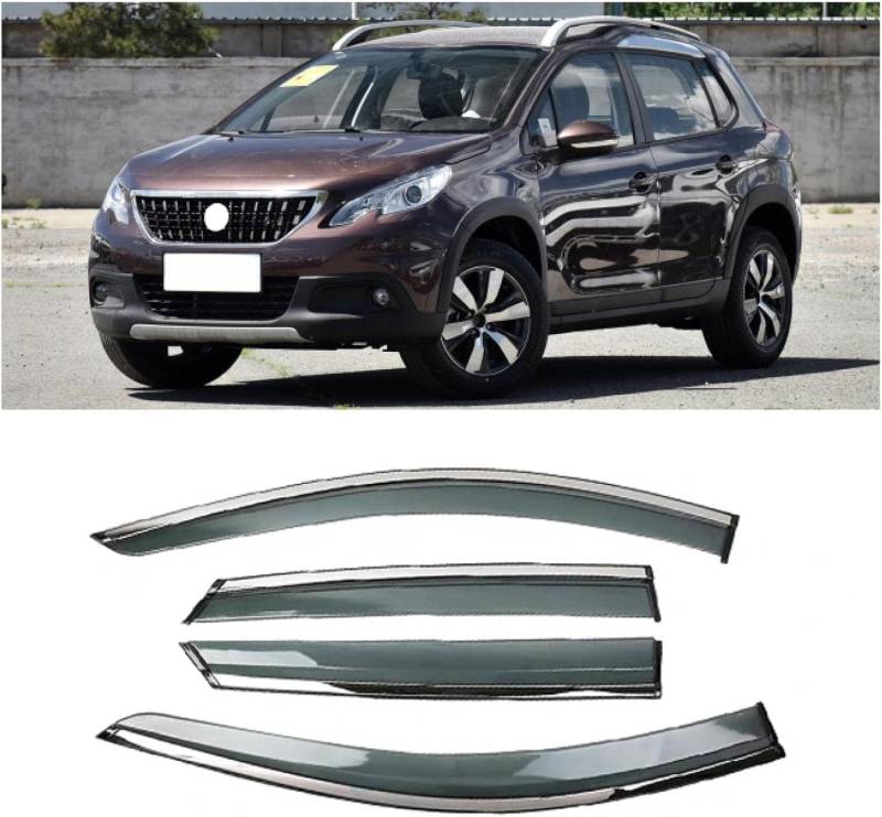 Seitenfenster-Windabweiser für Peugeot 2008 2018,Premium Regenabweisern Set,Geräuschreduzierender UV-Schut Wetterschutz Rauchabweiser von ATTLGR