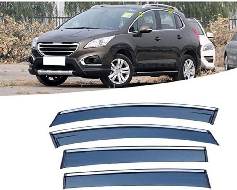 Seitenfenster-Windabweiser für Peugeot 3008 P84 2017-2022,Premium Regenabweisern Set,Geräuschreduzierender UV-Schut Wetterschutz Rauchabweiser von ATTLGR