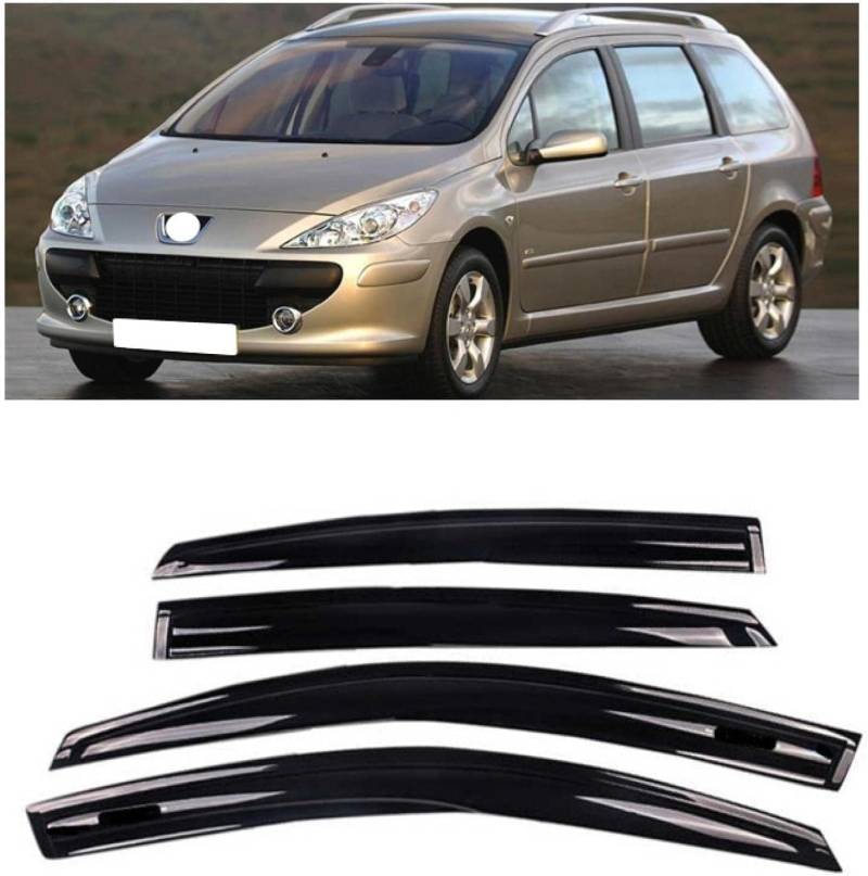 Seitenfenster-Windabweiser für Peugeot 307 2005,Premium Regenabweisern Set,Geräuschreduzierender UV-Schut Wetterschutz Rauchabweiser von ATTLGR