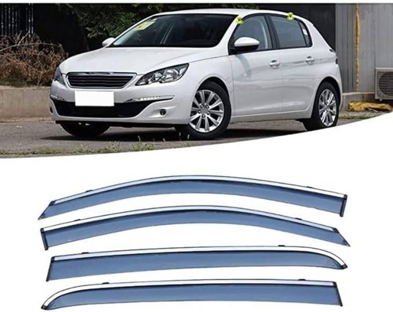 Seitenfenster-Windabweiser für Peugeot 308S 2015-2022,Premium Regenabweisern Set,Geräuschreduzierender UV-Schut Wetterschutz Rauchabweiser von ATTLGR