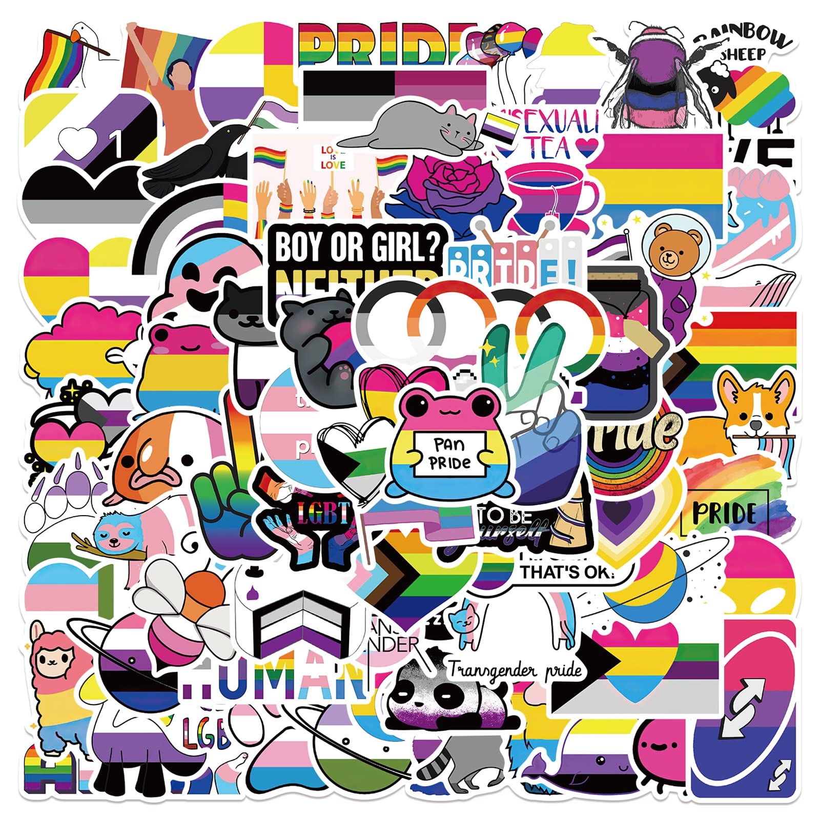 AUCEKO 100 Stück Gay Pride Aufkleber Pack Regenbogen Sticker Set wasserdichte Vinyl Sticker für Laptop Kinder Autos Motorrad Fahrrad Skateboard Gepäck Koffer Computer Aufkleber Graffiti Decal von AUCEKO