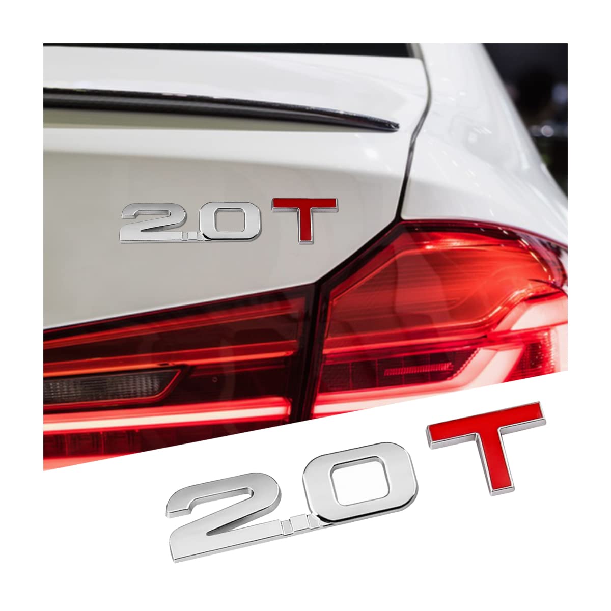 AUCELI 2.0T 3D-Auto-Emblem-Aufkleber, 2 Stück Auto-Kofferraum-Heckklappen-Metallaufkleber, Auto-Seiten-Kotflügel-Buchstaben-Logo, Fahrzeugaußendekoration, Ersatz, universell für LKW, SUV, Van (2.0T) AUCELI 2.0T 3D-Auto-Emblem-Aufkleber, 2 Stück Auto-Kofferraum-Heckklappen-Metallaufkleber, Auto-Seiten-Kotflügel-Buchstaben-Logo, Fahrzeugaußendekoration, Ersatz, universell für LKW, SUV, Van (2.0T) von AUCELI
