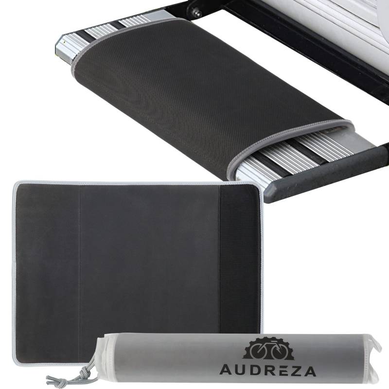 AUDREZA Wohnmobil Trittstufen Fußmatte rutschfeste Wohnwagen Fußmatte mit Klettverschluss Lichtreflektierend und Schmutzabweisend Wohnwagen Zubehör Schwarz aus Neopren von AUDREZA