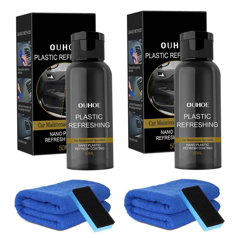 Reparaturmittel für Autokunststoffe, 2 Stück 50ml Revitalisierendes Beschichtungsmittel für Kunststoffe, Plastic Revitalizing Coating Agent, Auto Kunststoffteile Runderneuerungsmittel von AUEJACKY