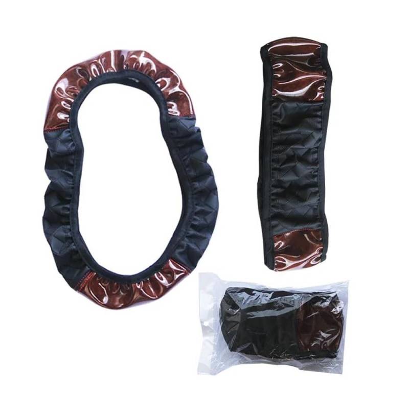 Lenkradhüllen 4-farbige Auto-Lenkradbezüge Holzmaserung Mahagoni-Leder Geprägt Ohne Elastisches Band rutschfest 37–38 cm Auto Lenkradabdeckung(1 UK) von AUGUST SNOW