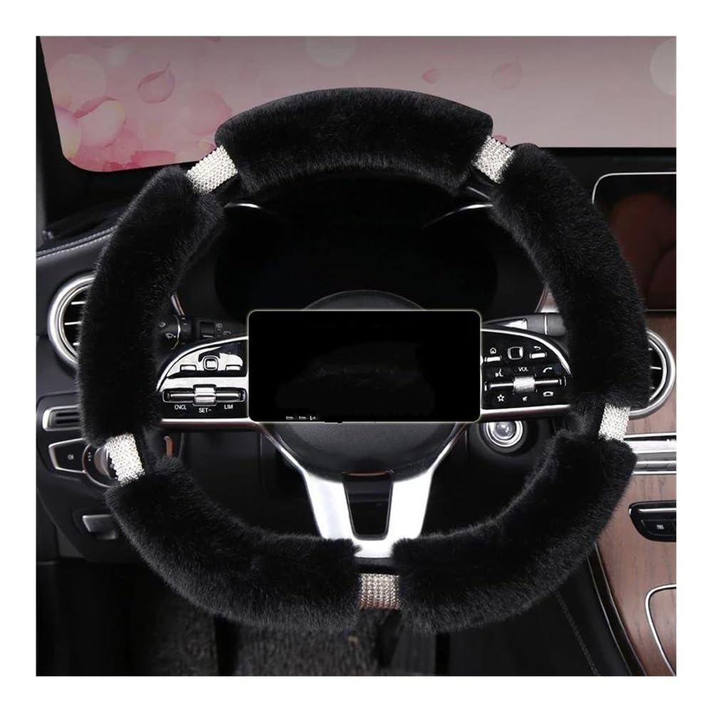 Lenkradhüllen Flauschige Lenkradabdeckung Mit Glitzernden Strasssteinen Diamantfell Pelzige Auto-Lenkradabdeckungen Universell 38 cm Auto Lenkradabdeckung(1 UK,D Shape) von AUGUST SNOW